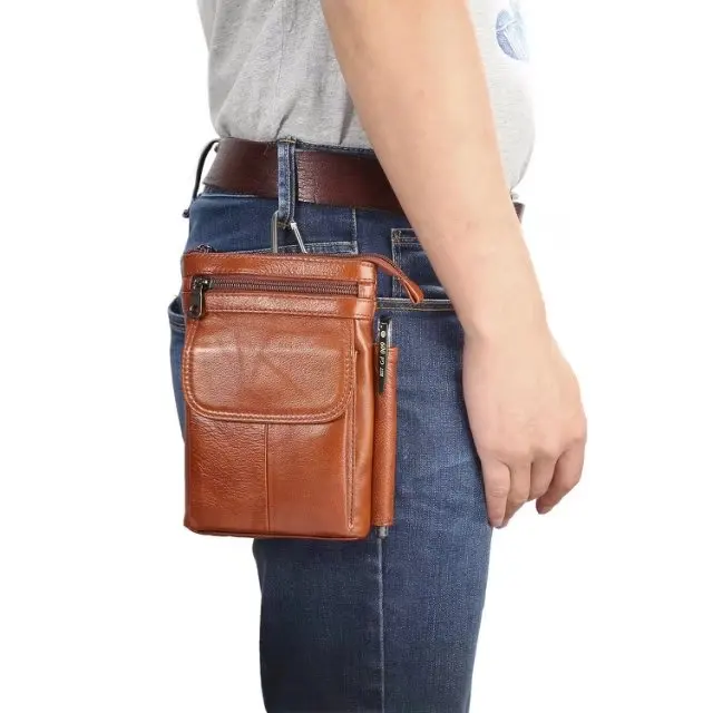

Cell Phone Case Genuine Leather zipper pouch Belt Clip Waist Purse Cover for Xiaomi Mi Note 3 Blackview A7 Pro Oukitel U11 Plus