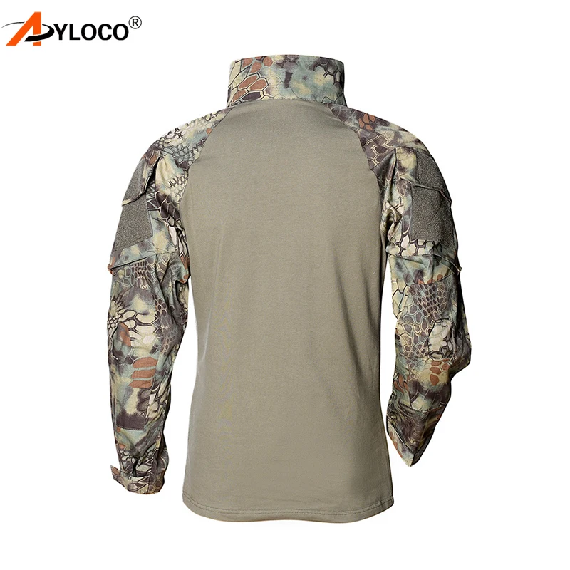 AYLOCO, камуфляжная тактическая футболка, Мужская одежда, США, боевая, походная футболка, военная сила, Мультикам, камуфляж, с длинным рукавом, футболки