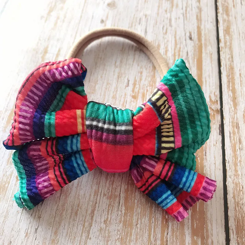 

Adorable Smile Serape Mermaid Multicolour Bow Baby Girls Stretchy Nylon Headbands kids accessories baby girls hair headband