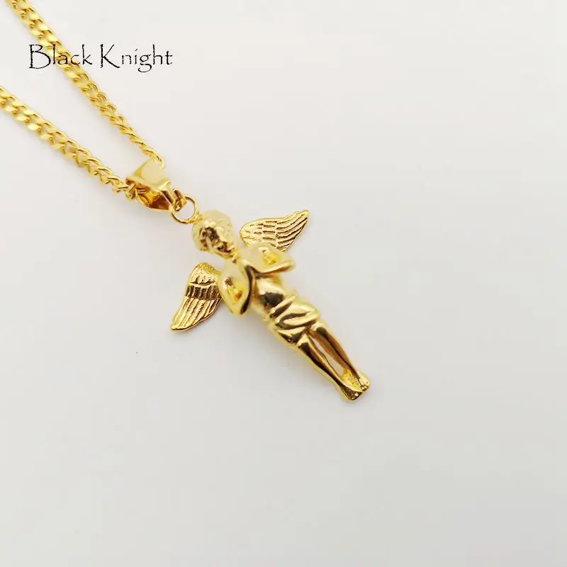 Black Knight Stainless steel cute angel pendant necklace religious amulet cute angel necklace women fashion jewelry BLKN0735