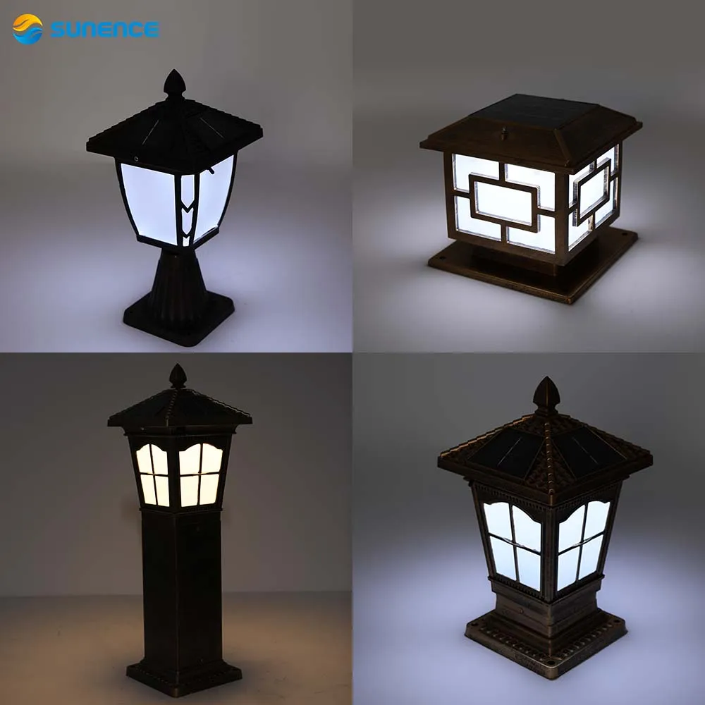 

Sunence Solar Light Square Light Garden pillar Pathway Lamp Caplights Lawn Lamp Post 3.7V 1.2W Aluminum Warm White/Cool White