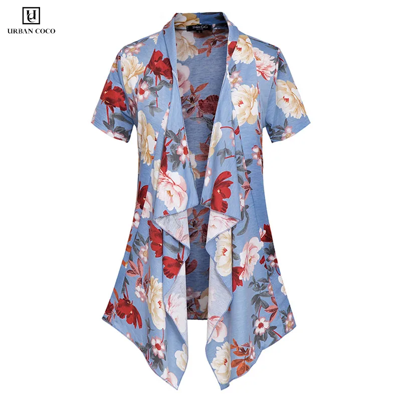 

Women's Short Sleeve Draped Open Front Cardigan Vest Asymmetric Hem