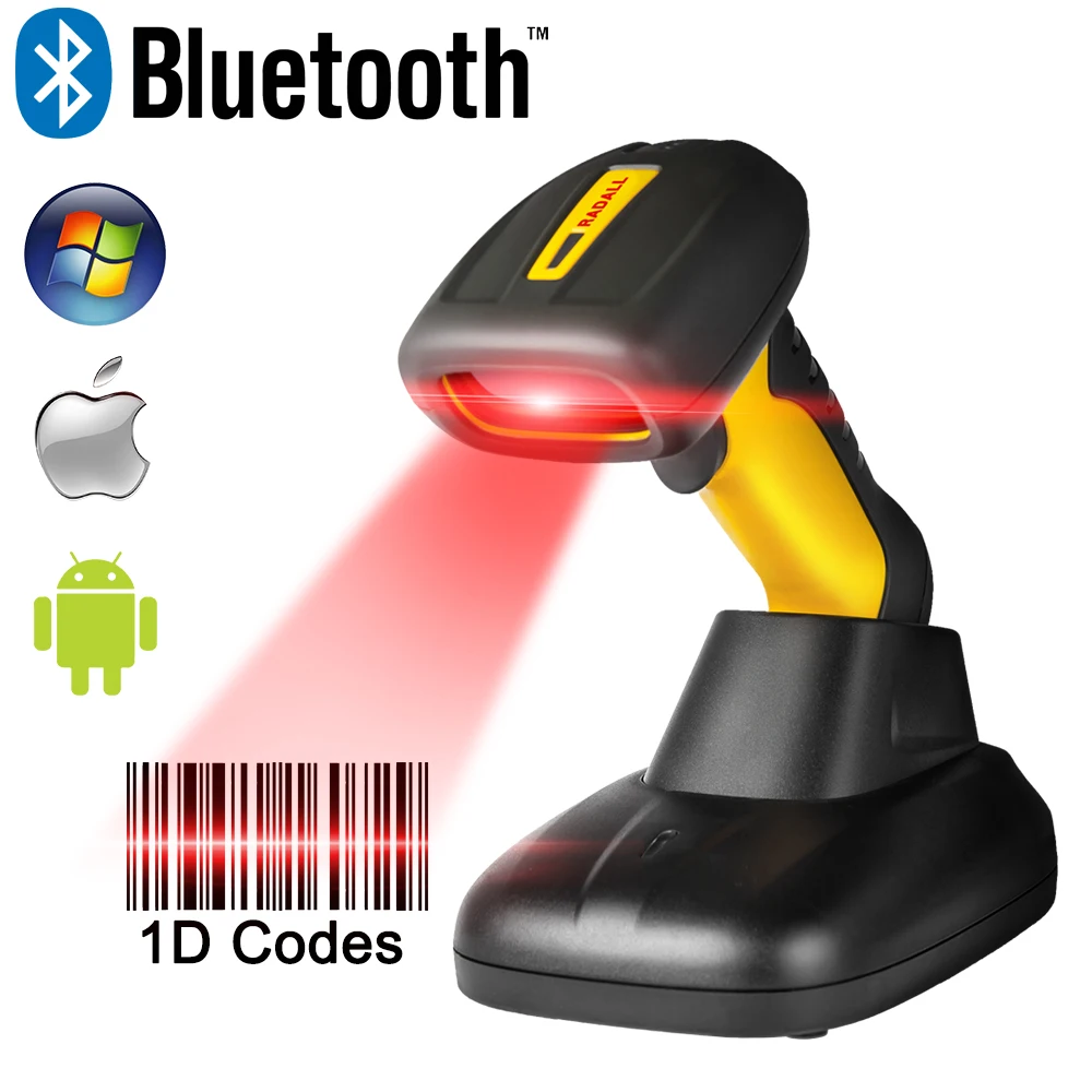 Portable Wireless Bluetooth Barcode Scanner Waterproof IP67 CCD 1D Bar