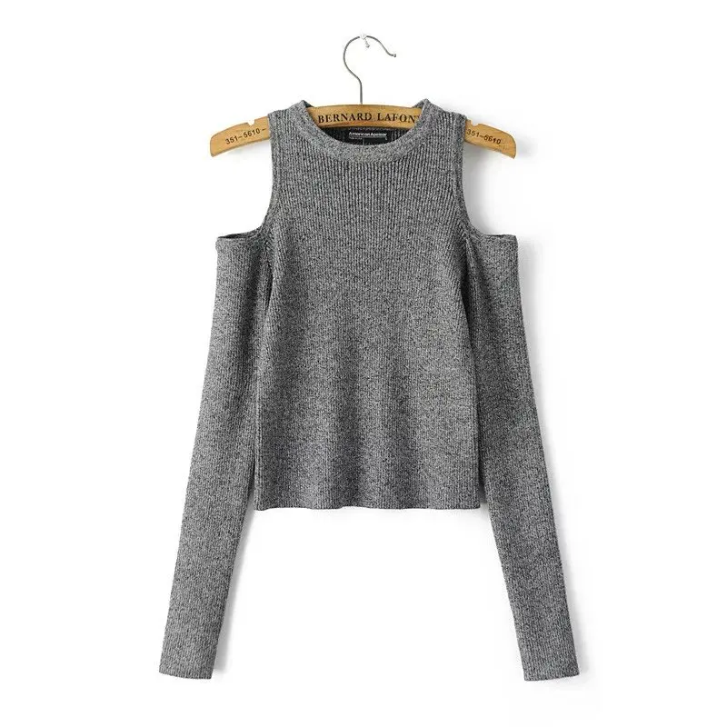 

Off Shoulder Sexy Long Sleeve Autumn Women Tops Stretched High Quality Sim Knitted Top All Matches Plus Size Tops For Women