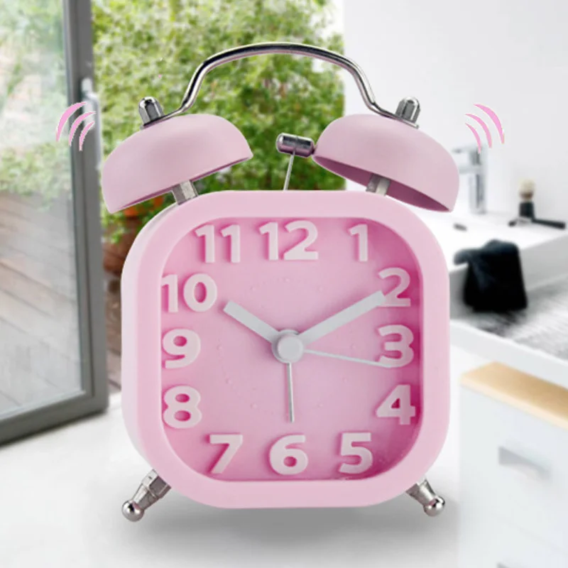 

Nordic Quartz Alarm Clock Silent Alarm Clock Double Bell Square Lazy Person Digital Display Home Decor Livingroom Desktop