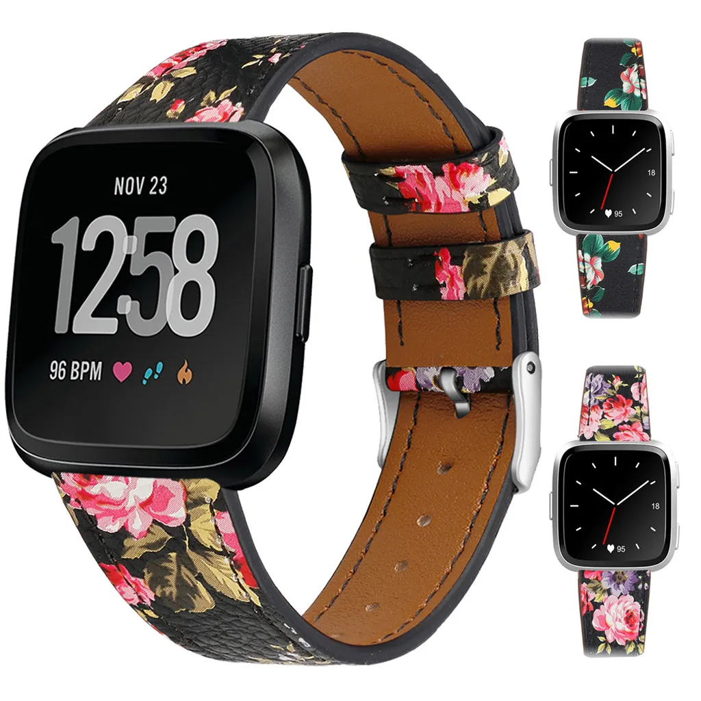 

Printing Luxury Leather Band Bracelet Watch Band For Fitbit Versa/Versa Lite Smart Watch Accessories Sports Wristbelt 522#