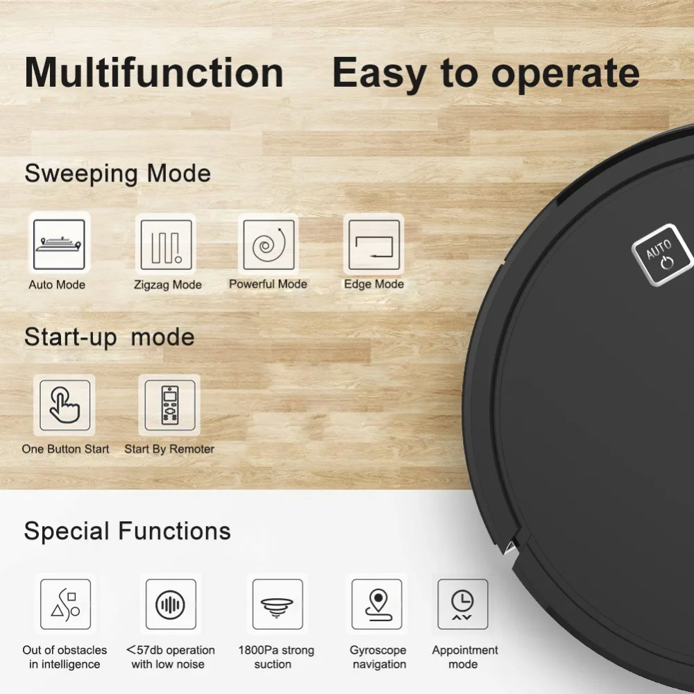 Aiibot V9s Robot Vacuum Cleaner Sweep Mop&Simultaneously For Hard Floors&Carpet Household&Strong Suction Infrared Sensors