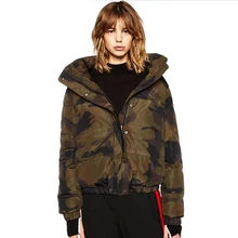 Colorful Apparel 2016 Back Letter Print Camouflage Women Down Jackets 2016 Winter Warm Outwear Coats Army Green Jackets CA764