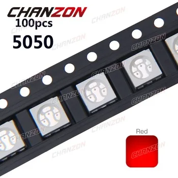 100pcs 5050 LED SMD Chip Red Surface Mount 60mA DC 2V SMT Beads Super Bright LED Light Emitting Diode Lamp Electronic Components