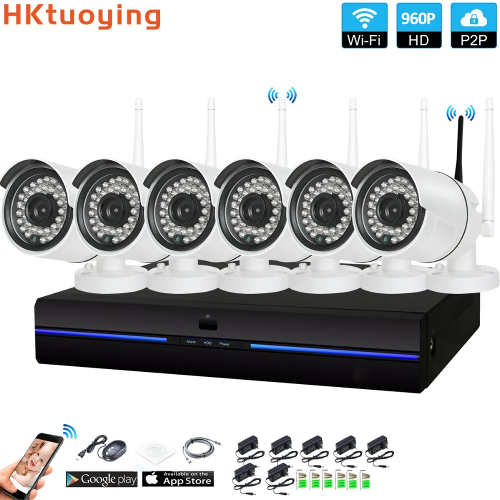 Plug and Play 6CH 1080 P HD Беспроводной NVR Kit P2P 960 внутренний наружный IR Ночное Видение