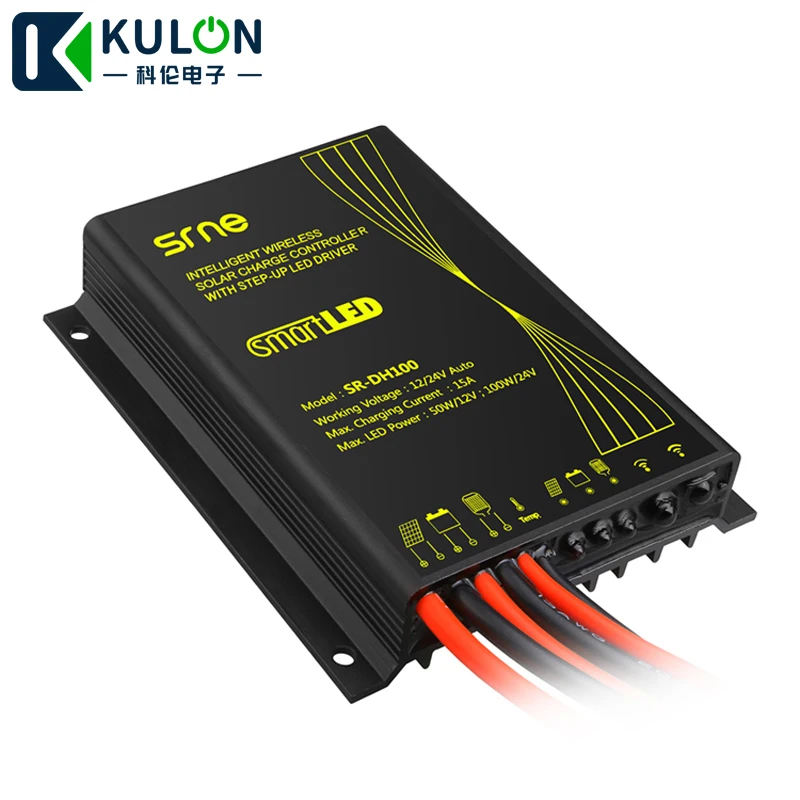 

SRNE SR-DH100 SR-DH120 Intelligent Wireless Dimming LED Solar Charge Controller with remote control 12V 24V 20A 15A IP68