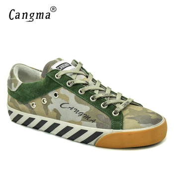 

CANGMA Original Designer Brand Sneakers Vintage Camouflage Woman Shoes Cow Suede Green Flats Ladies Shoes For Girls Plus Size