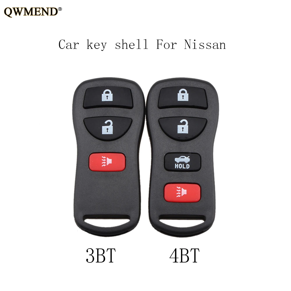 

QWMEND 3 4 Button Car Remote key shell Fob For Nissan Tiida LIVINA X-Trail QASHQAI Paladin 2003 2004 2005 2006 2007 key shell