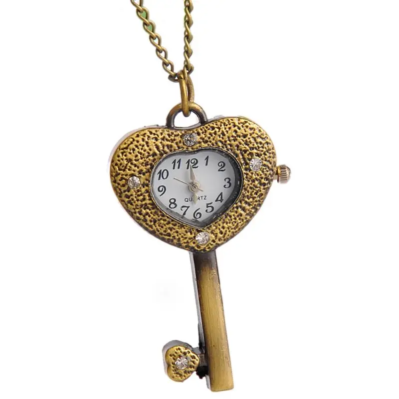 Карманные часы кварцевые персональный Античный ключ форма горный хрусталь бронзовые ключи креативное украшение кулон вечерние Ретро винтажный Шарм