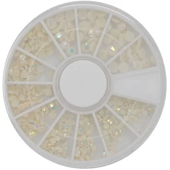 WUF 1 Wheel Mixed 3 size 2-4mm 3D White AB Round Resin Rhinestone Nail Art Decoration Phone Gems Wheel Tips