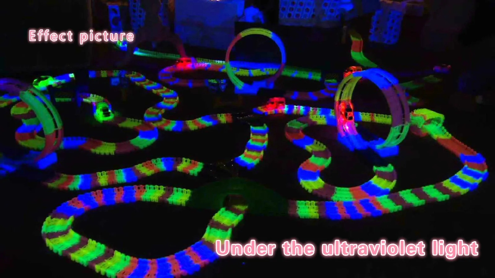 

600pcs and Led car MAGIC with TRACKS Miraculous Glowing Race Track Bend Flex Cars toys for children
