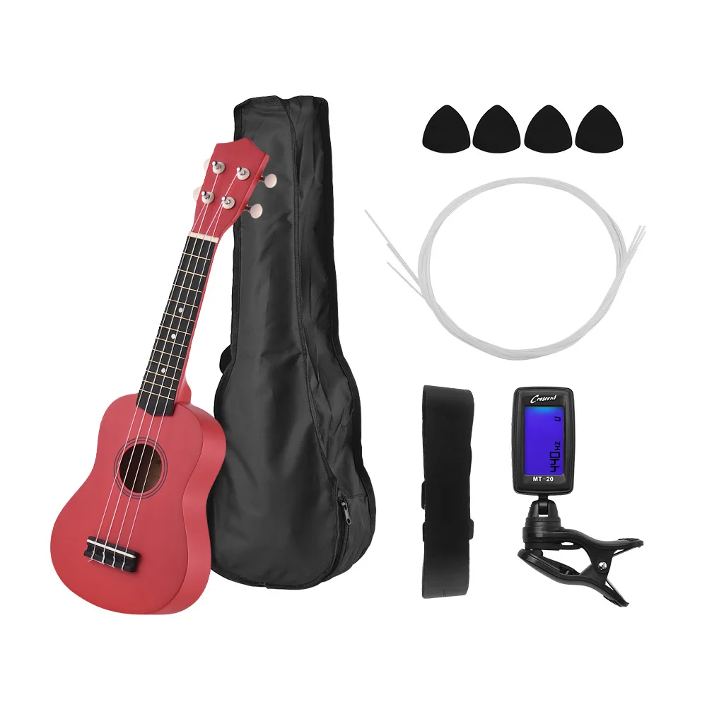 21 дюймовый цветной акустический сопрано укулеле Ukelele Uke комплект Липа с сумкой