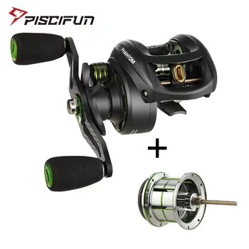 

Piscifun Phantom Baitcasting reel + Shallow Spool 7.0:1 Gear Ratio 7.7kg Max Drag 7 Bearings 162g Carbon Fiber Fishing Reel