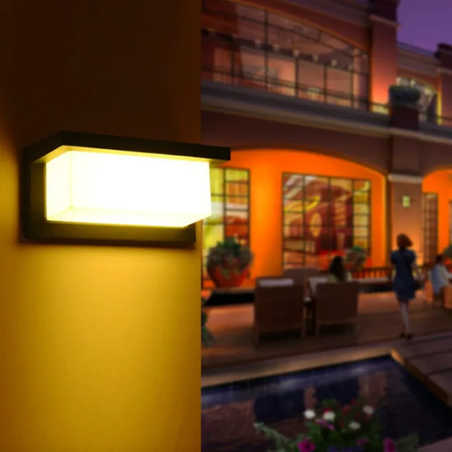 black grey block wall porch lamp led modern outdoor wall light