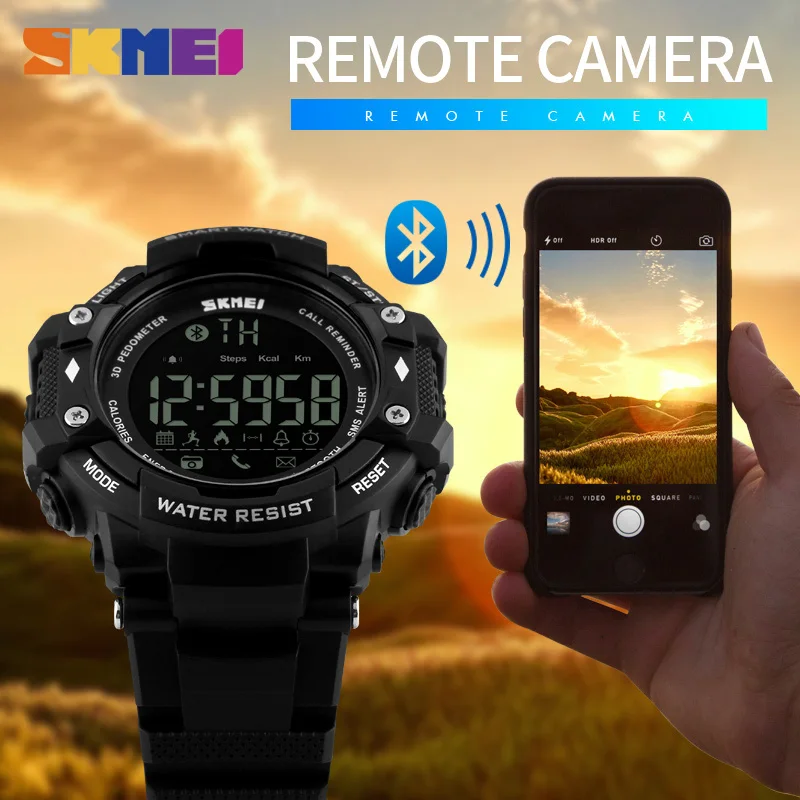 

SKMEI 1226 Brand Men Smart Watch Fashion Sport Watches Pedometer Remote Camera Man Clock Bluetooth Calorie Digital Wristwatches