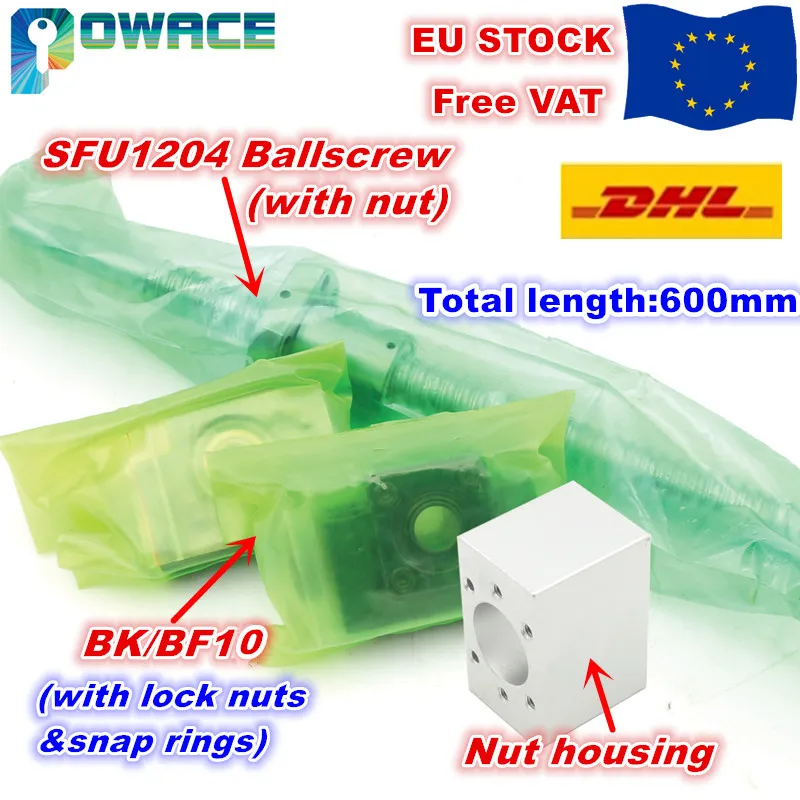 [Доставка ЕС] шариковый винт SFU1204 L300/400/500/600 мм с шариковой гайкой 1204 + BK/BF10