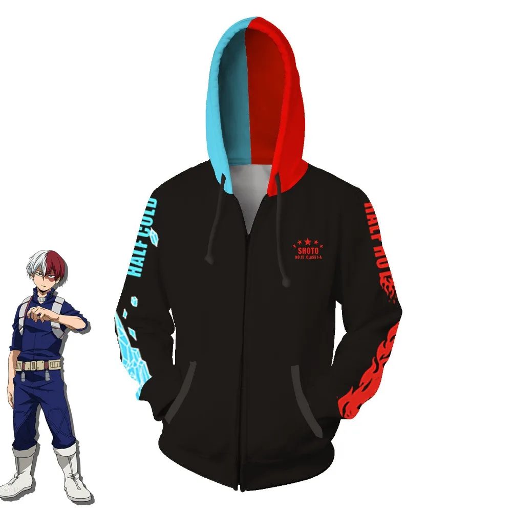 Todoroki Shoto Косплей толстовки My Hero Академия костюмы модное пальто 3D принт тонкая