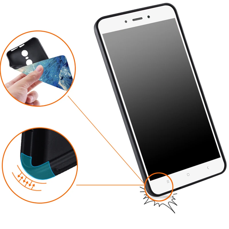 Xiaomi Redmi Note 4x Case Original Cover for Xiaomi Redmi Note 4x Case Bag Redmi note 4x Cover Skin Wolf Fish Skull Fundas 100% 6