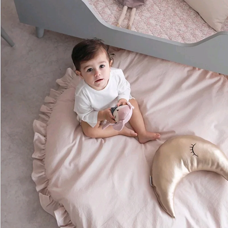 

Color Cute Baby Round Lace Cotton Children's Play Crawling Mat Toys Soft Round Floor Carpets Rug Thicken for Kids Gifts