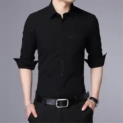 Популярный новый корейский версия новый стиль рубашка мужская высокое качество отделки рубашка сезона хлопка с длинным рукавом рубашки