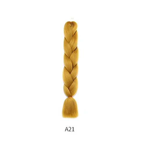 Плетеные волосы канекалон, один цвет, косички, огромные синтетические косички для наращивания волос в коробке, 24 дюйма, 100 г - Цвет: A21