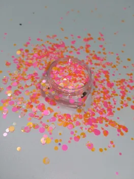 

YM-004 1/2/3mm Mixed Summer rainbow Round Dot Spangle shape glitter Flake cosmetic powder for nail Gel polish-50g/200gbag