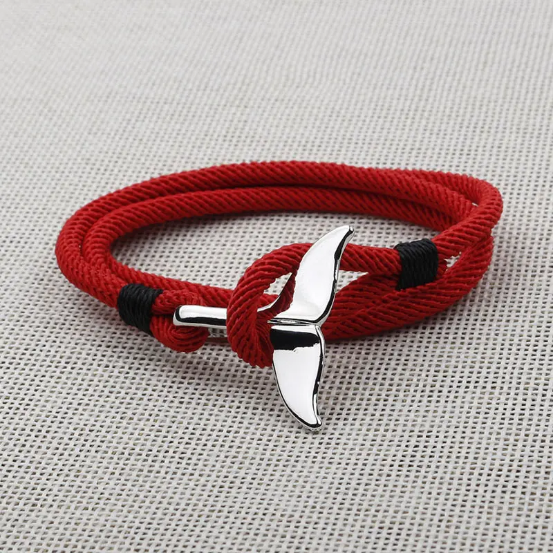 NIUYITID красный браслет для женщин девушки КИТ хвост Bracalete Милая Красная Нить на ручную веревку ювелирные изделия ручной работы - Окраска металла: red silver