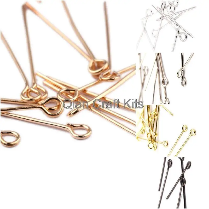 300Gram 16-50Mm Argento, Oro, Bronzo Antico, Ematite Di Colore Della Miscela E Dimensioni Degli Occhi Spilli Assortiti 21 Gauge 5000Pcs Circa.