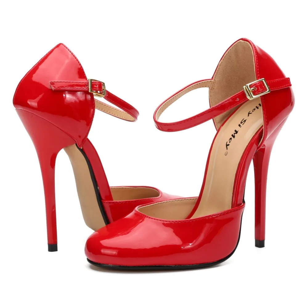 Классические красные свадебные туфли HSM с пряжкой на тонком каблуке 13 см офисные