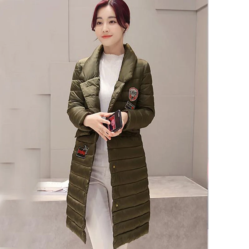 Women Winter Jacket Warm Wadded Coat Size M 2XL Army Green Cotton Inside Down Parka Sleeve