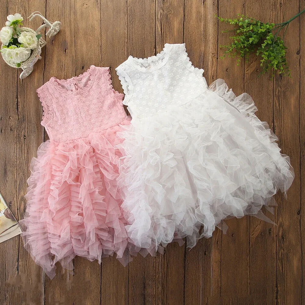 

2019 Newest Style Toddler Baby Adorable Girl Spring Summer Party Tutu Dress Wedding Birthday Princess Dress 2-6Years