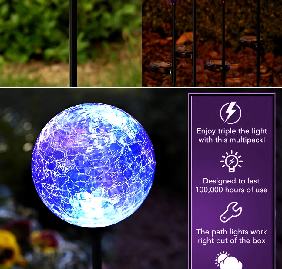 Crepitar de Vidro Solar ao ar Mudança da Cor da Decoração do Aço Luzes do Jardim Luzes Caminho Solar Globo Lâmpada Livre Inoxidável Gramado 13 Cor da Decoração do Aço Inoxidável Solar Gramado Luzes Do Jardim