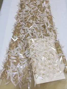 

5yards/lot 2017 High quality Nigerian French Lace African Lace Fabric For Party Dress Sequins Africa lace fabric