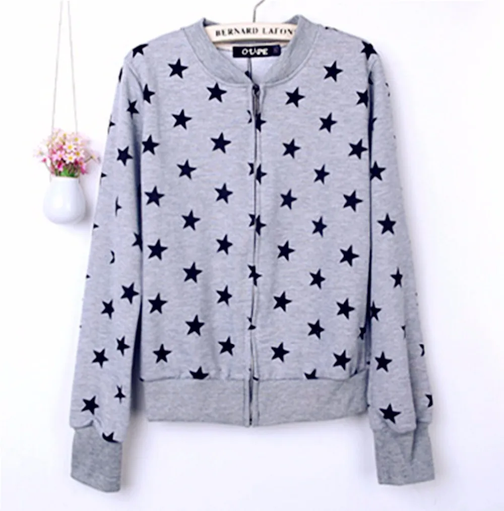 Spring Autumn Women Female Hoodies Fashion Preppy Style Casual O neck Long Sleeve Zipper 