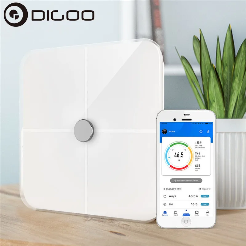 DIGOO DG-BF8011 Bluetooth-весы для жира, умные электронные весы, светодиодный дисплей, весы для тела, приложение для анализа здоровья, устройство для снижения веса