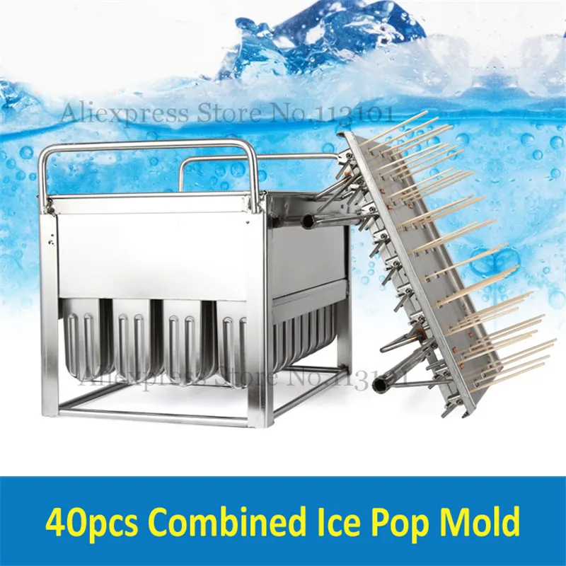 

40pcs/Batch Popsicle Mould Fantistic Ice Pop Moulds Ice-lolly Mold Stainless Steel Ice Cream Mold Tool with Stick Holder