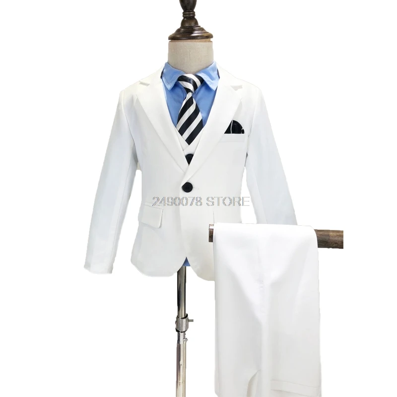 

Flower Boys White Blazer Wedding Suit School Kids Piano Ceremony Formal Suit with Bowtie Boys Birthday Party Tuxedo Costume Suit