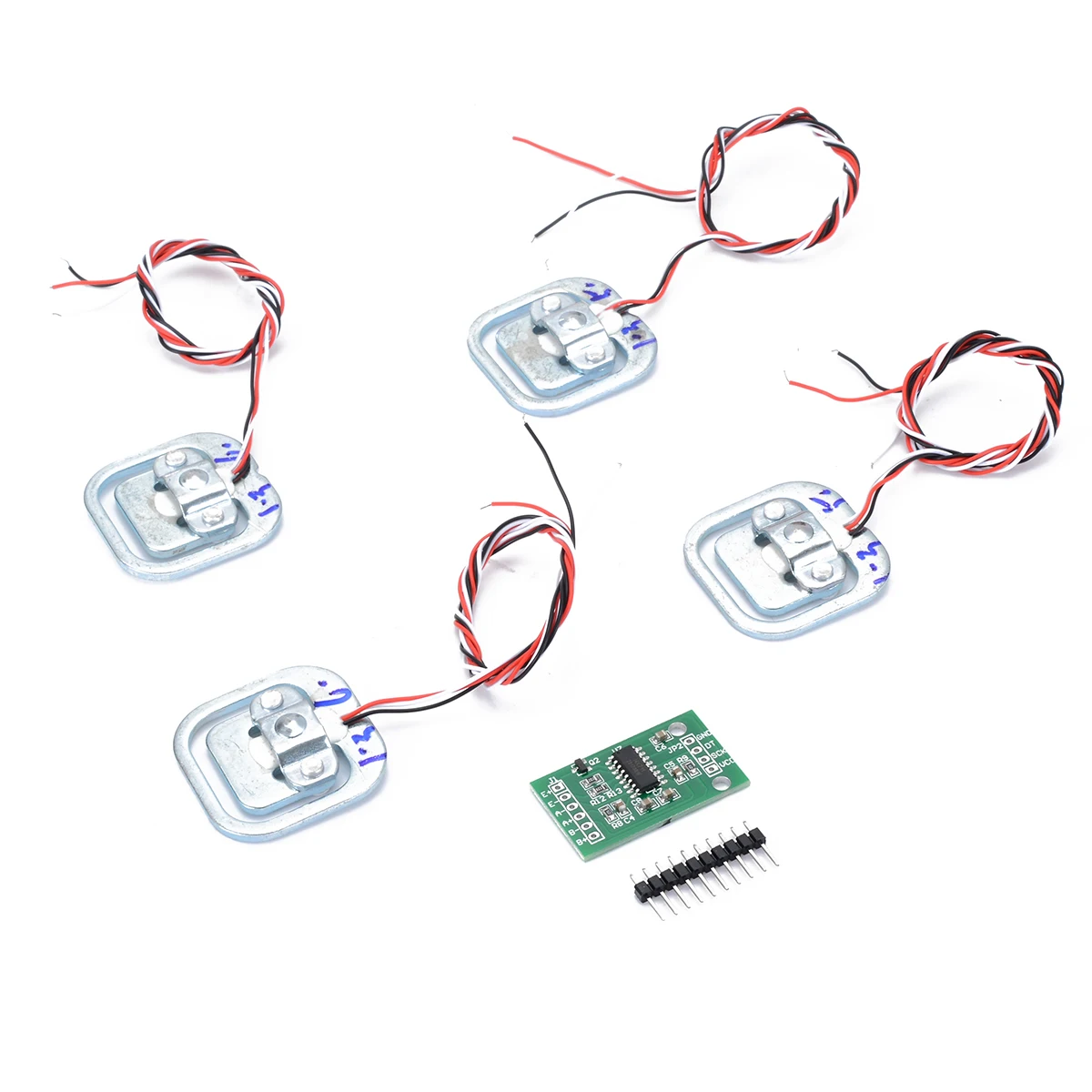 4pcs/set 50KG Human Scale Body Load Cell Resistance Strain Weight Sensor + HX711 AD Module Pressure Sensors Measurement Tools