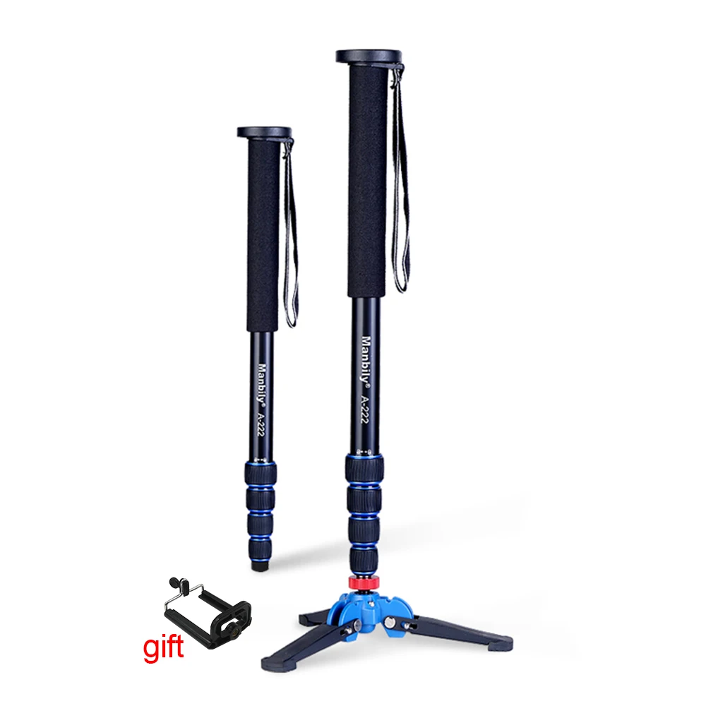 Manbily A 222 Alumninum Camera Unipod Monopod Walk Stick Flip Lock W/ 3