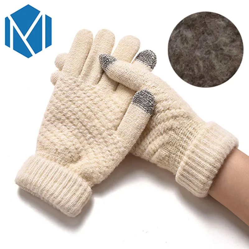 Solid Soft Female Gloves Mittens Screen Sense Warm Winter Mittens for Women Knitted Full Finger