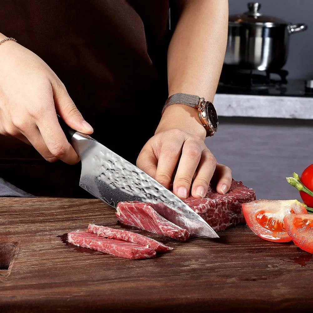 KEEMAKE шеф-повар Ножи Кухня ножи 6,5 дюйма шеф-повара Ножи резак инструменты японский Дамаск AUS-10 стальная бритва Sharp 60HRC G10 ручка