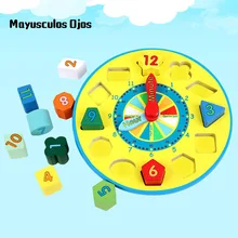 ZH 1 шт. деревянные часы с цветным циферблатом строительные блоки формы раннего обучения детей развивающие игрушки