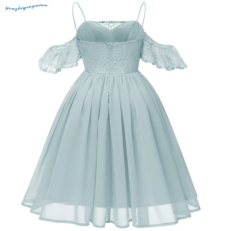 2018The new fall collection comes with a seven-point sleeve and blue-gray high-end dress for parties and weddings. Dresses