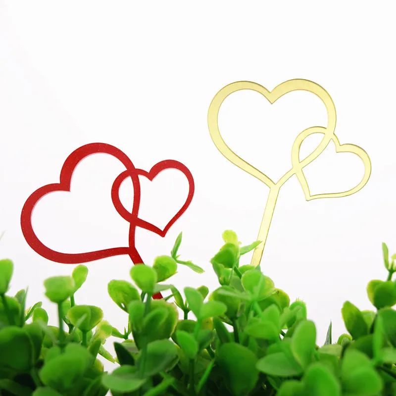 

1pc Love Heart Cake Flag Topper Gold Red Acrylic Diamond Ring Bowtie Cake Flags Love Wedding Anniversary Party Cake Baking Decor