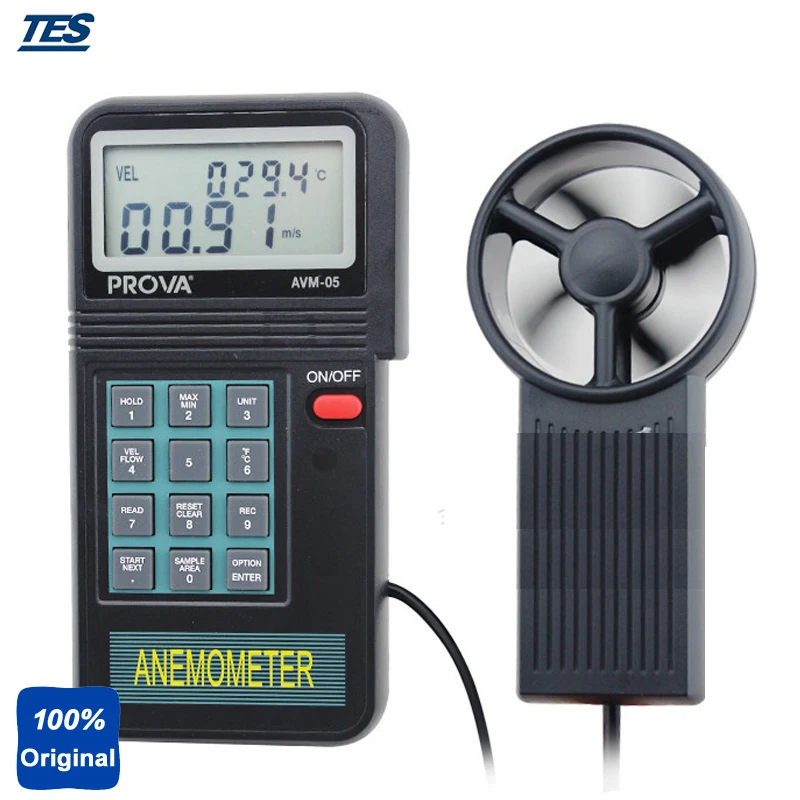 

AVM-07 Digital Anemometer Datalogging Air Flow Meter Wind Speed Tester Measurement RS-232 Interface Software Memory-type